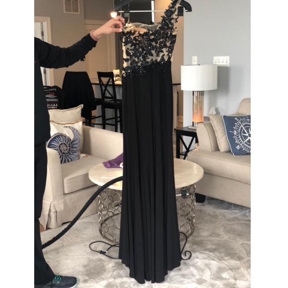 Alyce Black One Shoulder Lace Dress - Picture 2 of 2